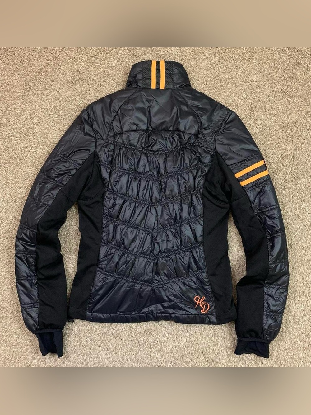 Harley Davidson Womens XS Black Quilted Puffer Jacket Logo Insulated Riding Gear - Picture 7 of 11
